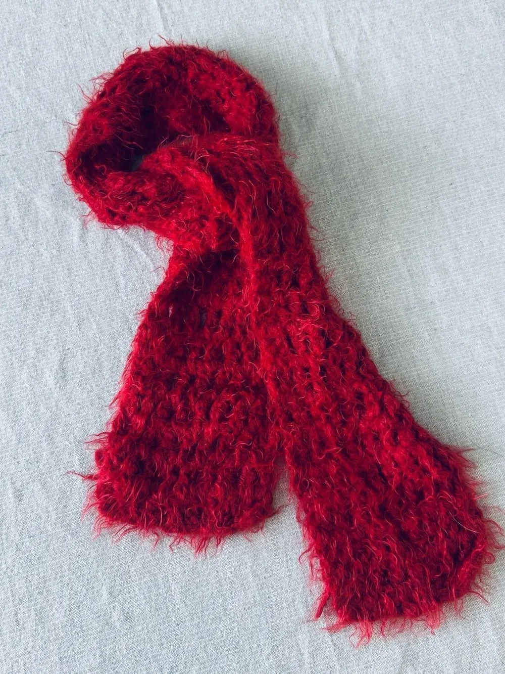 Red Soft Fuzzy Winter Scarf Accessory